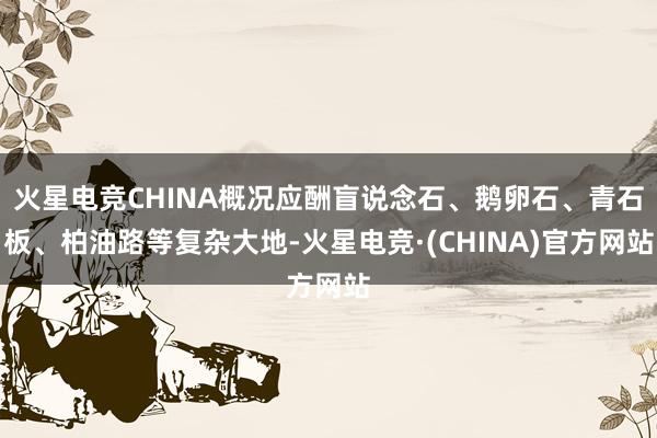 火星电竞CHINA概况应酬盲说念石、鹅卵石、青石板、柏油路等复杂大地-火星电竞·(CHINA)官方网站