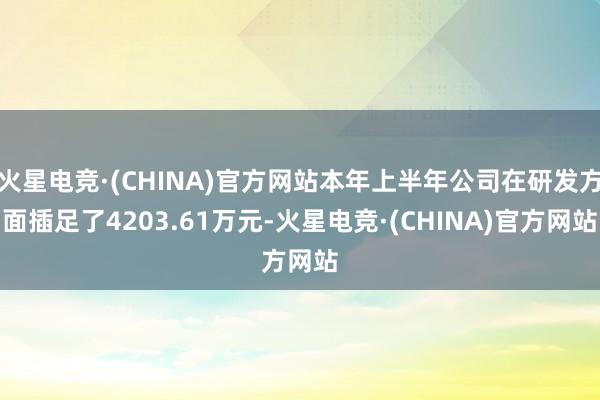火星电竞·(CHINA)官方网站本年上半年公司在研发方面插足了4203.61万元-火星电竞·(CHINA)官方网站